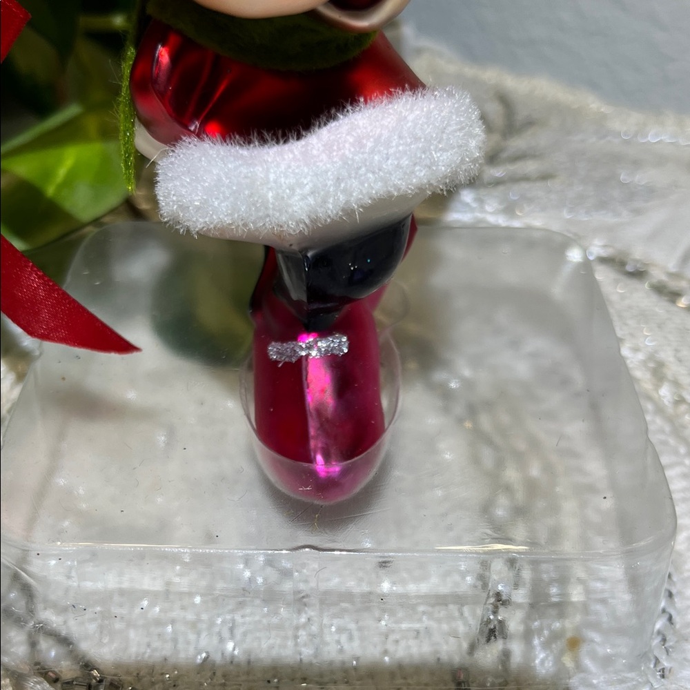 Disney Minnie Mouse Red and White Blown Glass Holiday Ornament - Picture 6 of 9